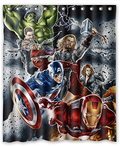 The Avengers Batman Bathroom Shower Curtain Shower Curtain 60"(w) x 72"(h)
