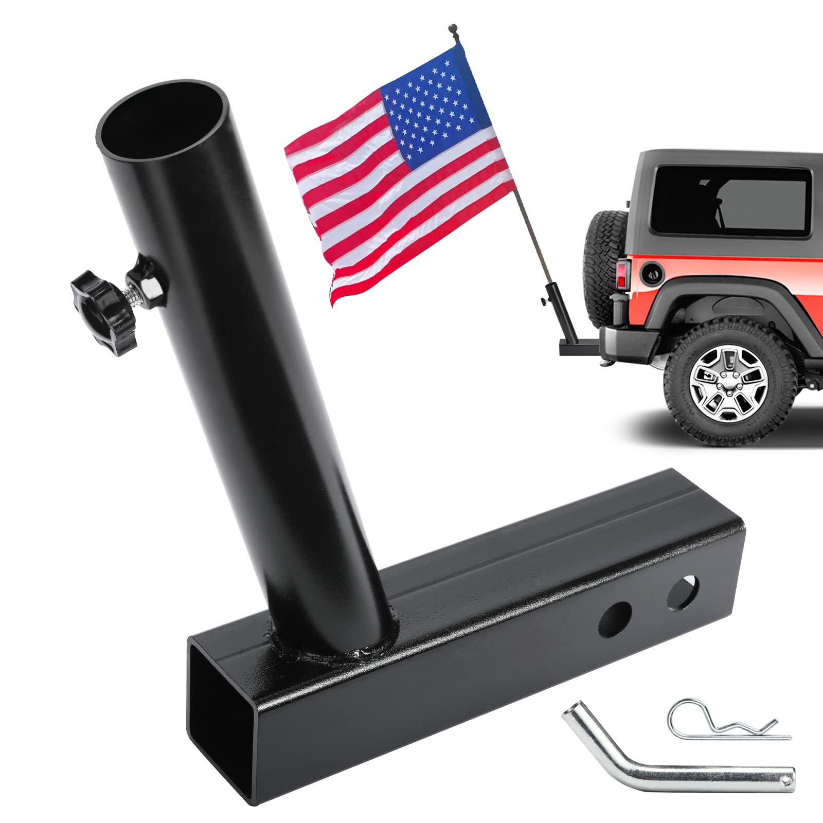 Flag Pole Holder for 2 Inch Hitch w/ Flag Poles Rough Country main image 1
