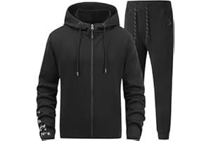 ANOTWENER Men's Track Suits 2 Piece Stand-up Collar Long Sleeve with Double Side Pockets Jacket and Sweatpants