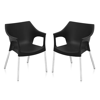 @Home by Nilkamal Novella FLOCNOVLA2KIT10BLK Living Room Chair, Set of 2 (Black)