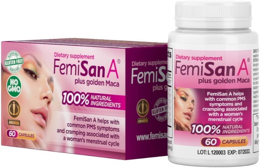 SAY Goodbye to PMS! FEMISAN A 100% Natural Formula That Helps with PMS Symptoms,CRAMPING,Painful Periods,ASSOCIATED with Woman's Menstrual Cycle. SAY Goodbye to PMS!