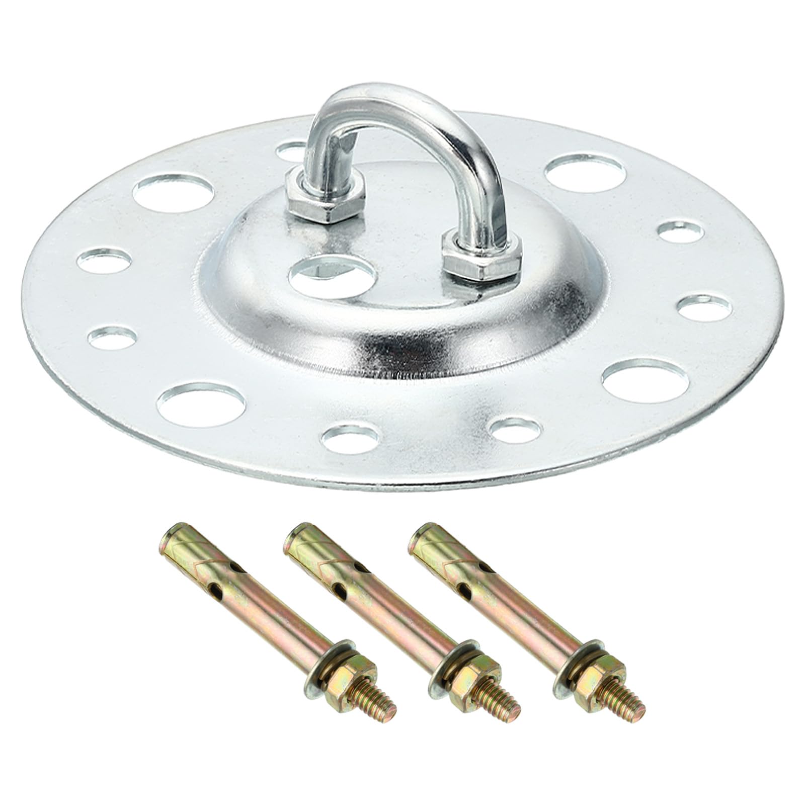 PATIKIL 202lbs 115mm Steel Ceiling Hooks, Ceiling Fan Hook Pad Eyes Plate Wall Hanger Hardware with Mounting Screws for Hanging Lamp Plant Baskets