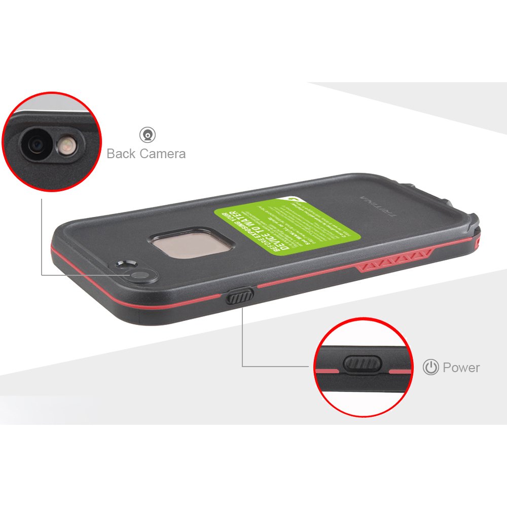 TRITINA Waterproof Case for iPhone 6 6s 4.7inch with Touch ID - ShockProof,Dirtproof,SnowProof protection,Certified IP68 Full Body Cover (Black with Pink)