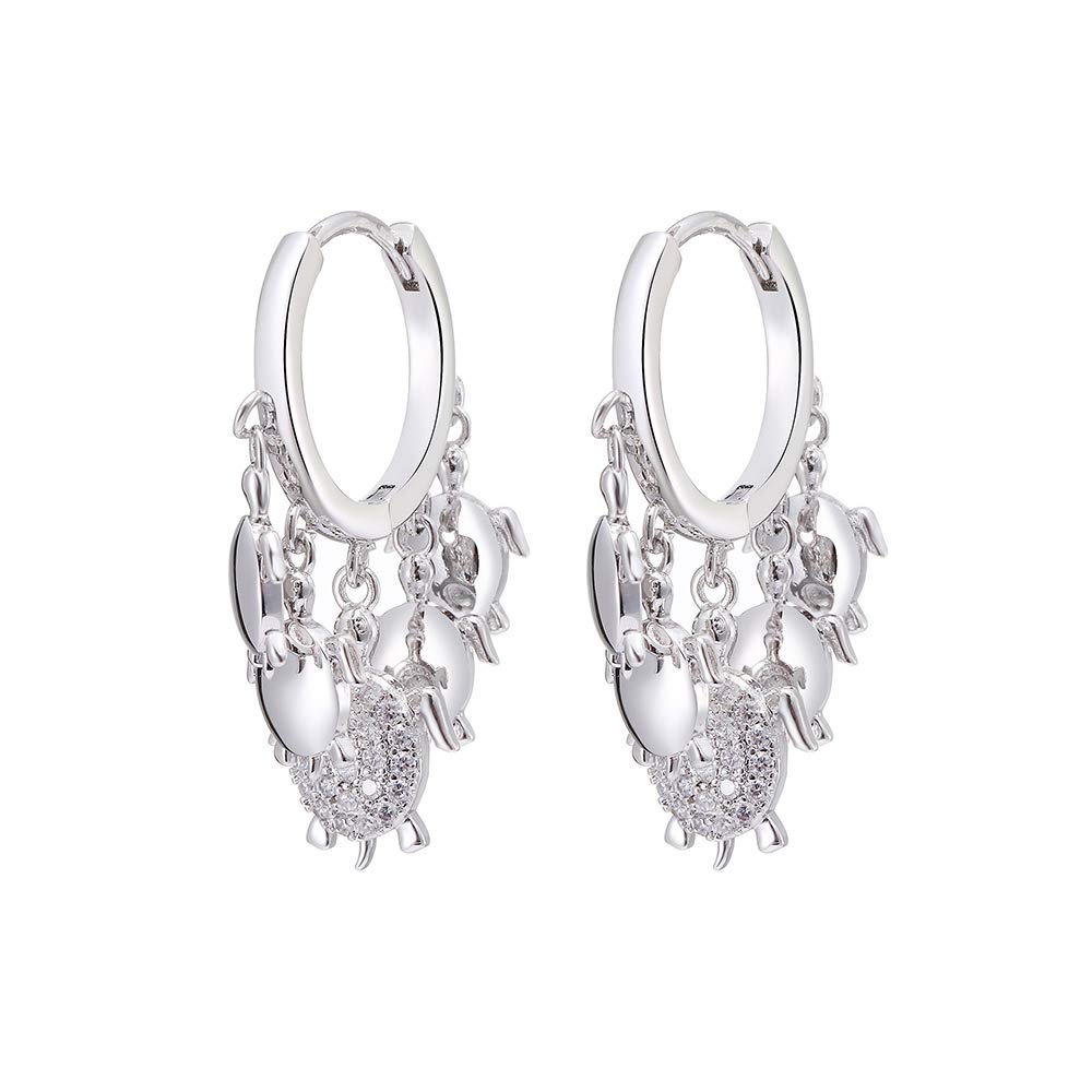 New Animal Series Earrings Cute Turtle Pendant with Sparkling CZ Crystal Hoop Earrings Hypoallergenic Women Earrings Fashion Jewelry for Girls Birthday Gifts
