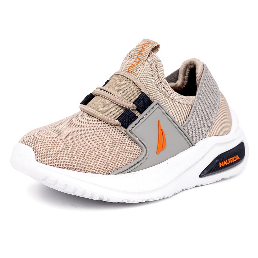Nautica Kids Toddler Sneaker Athletic Slip-On Bungee Running Tennis Shoes Boy-Girl Toddler Little Kid-Neave Molded-Sand Grey Multi Size-11 Image