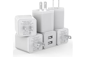 6Pack USB Wall Charger, iGENJUN 2.4A Phone Charger Dual USB Port Cube Power Plug Adapter Fast Wall Charger Block Compatible with iPhone 15/15 Pro/14/14 Pro, Samsung Galaxy, Pixel, LG, Android-White