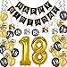 HankRobot 18th Birthday Decorations Party Supplies（42pack） Gold Number Balloon 18 Happy Birthday Banner Latex Balloons(Black, Golden) Confetti Balloons -Great for 18 Eighteen Years Old Birthday Party