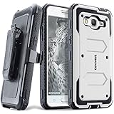 Samsung Galaxy J3 (2016)/ J3 V/ Sky/ Sol/ Amp Prime/ Express Prime, COVRWARE [Aegis Series] w/ Built-in [Screen Protector] Heavy Duty Full-body Rugged Holster Armor Case [Belt Clip][Kickstand], White
