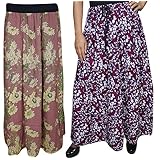 Mogul Womens Gypsy Long Skirts Lot Of 2 Printed Boho Hippie Falred Long Skirts