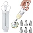 Suuker Cake Decorating Gun, Cupcake Icing Piping Kit, Cake Decorating Kit with 6 Stainless Steel Piping Tips, Cupcake Injector/Decorating Icing Set, White