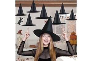 AKEROCK 12 PCS Hanging Witch Hats Decorations, Witch Costume Accessories Floating Witches Hats with 328 FT Nylon Cord and Hooks - Halloween Decorations Indoor Outdoor for Home Porch Yard Ceiling Party Decor