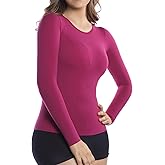 +MD Womens Compression Slimming Shirts and Undershirts for Tummy Waist and Bust Long Sleeves Thermal Underwear Round Neck