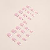 EONFAVE 24 Pcs French False Nails Nude White Square Press On Nails view 4