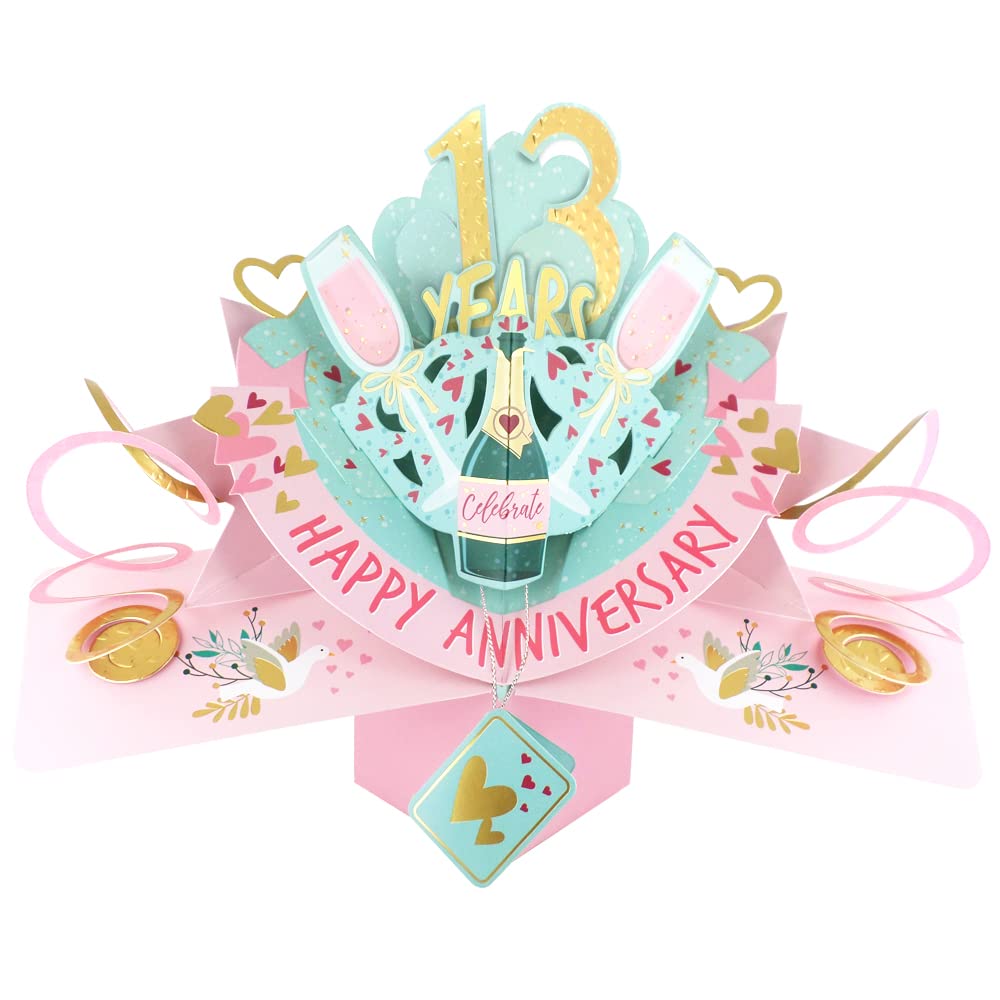 13 Years Happy 13th Anniversary Pop-Up Greeting Card Love Kate's 3D Pop Up Cards POP216MC13