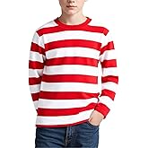 Silenroar Boy's Long Sleeve T-Shirts Striped, Cotton Blend Crewneck Tee Kids Stripes Shirt