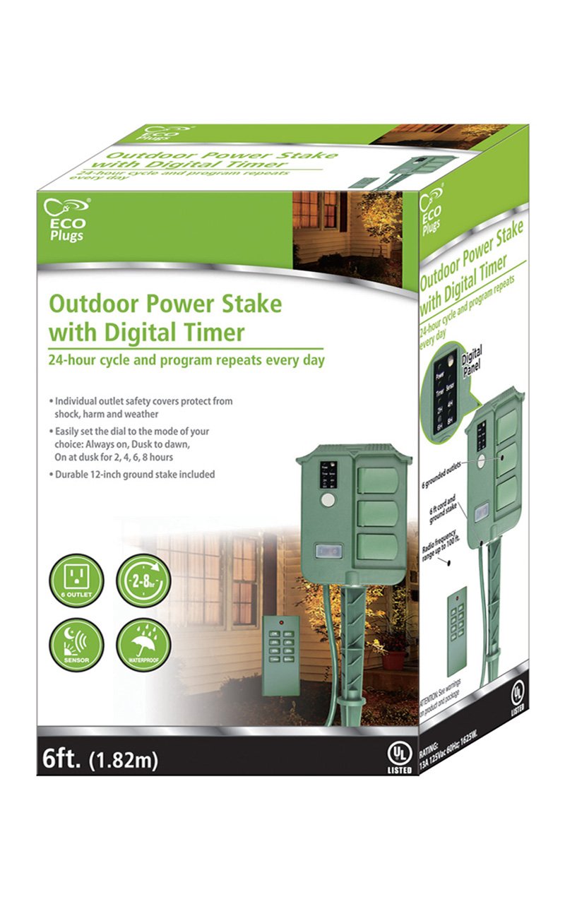 ECOPlugs Outdoor Light Timer Remote Control, Christmas Light Timer Switch Outlet, Automatic Light Switch Timer Outlet