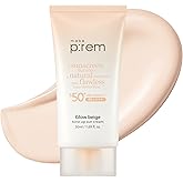 MAKE P:REM Glow Beige Tone Up Sunscreen, Foundation-Free Mineral Sun Care, Skin Tone Correction, Lightweight, Korean Sunscreen, Korean Skin Care, SPF 50, 1.69 fl.oz. (50ml)
