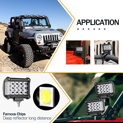 Side Shooter LED Pods, AutoPowerPlus 2Pcs 4" 76W Off Road Driving Fog Lights Flood Spot Combo Light Bar Waterproof LED Cube Work Lights for Truck Jeep Boat ATV UTV SUV Mainre, 2 Years Warranty
