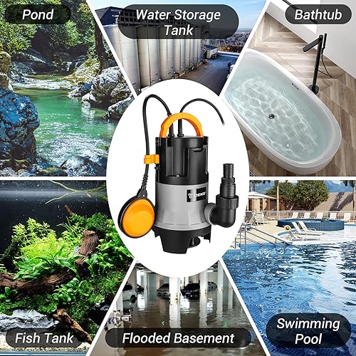Submersible Water Pump: DEKO Water Pump, Dirty Water Pump 400W 10000H/L, Bilge Pump with Float Switch for Pools, Basements, Ponds