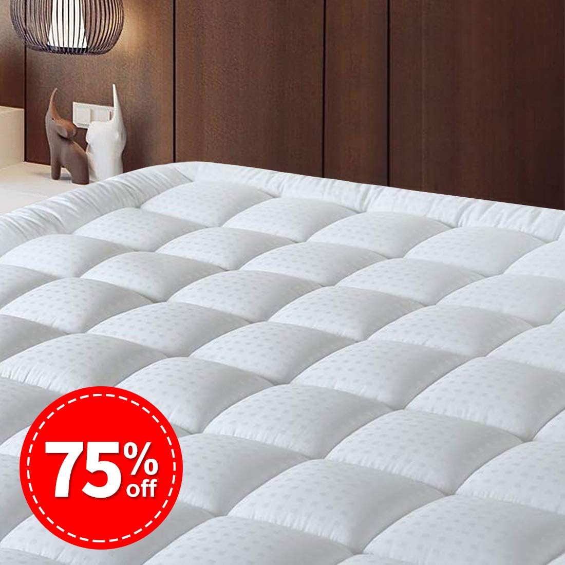 SOPAT King Mattress Pad Cover Cooling Mattress Topper Cotton Top Pillow