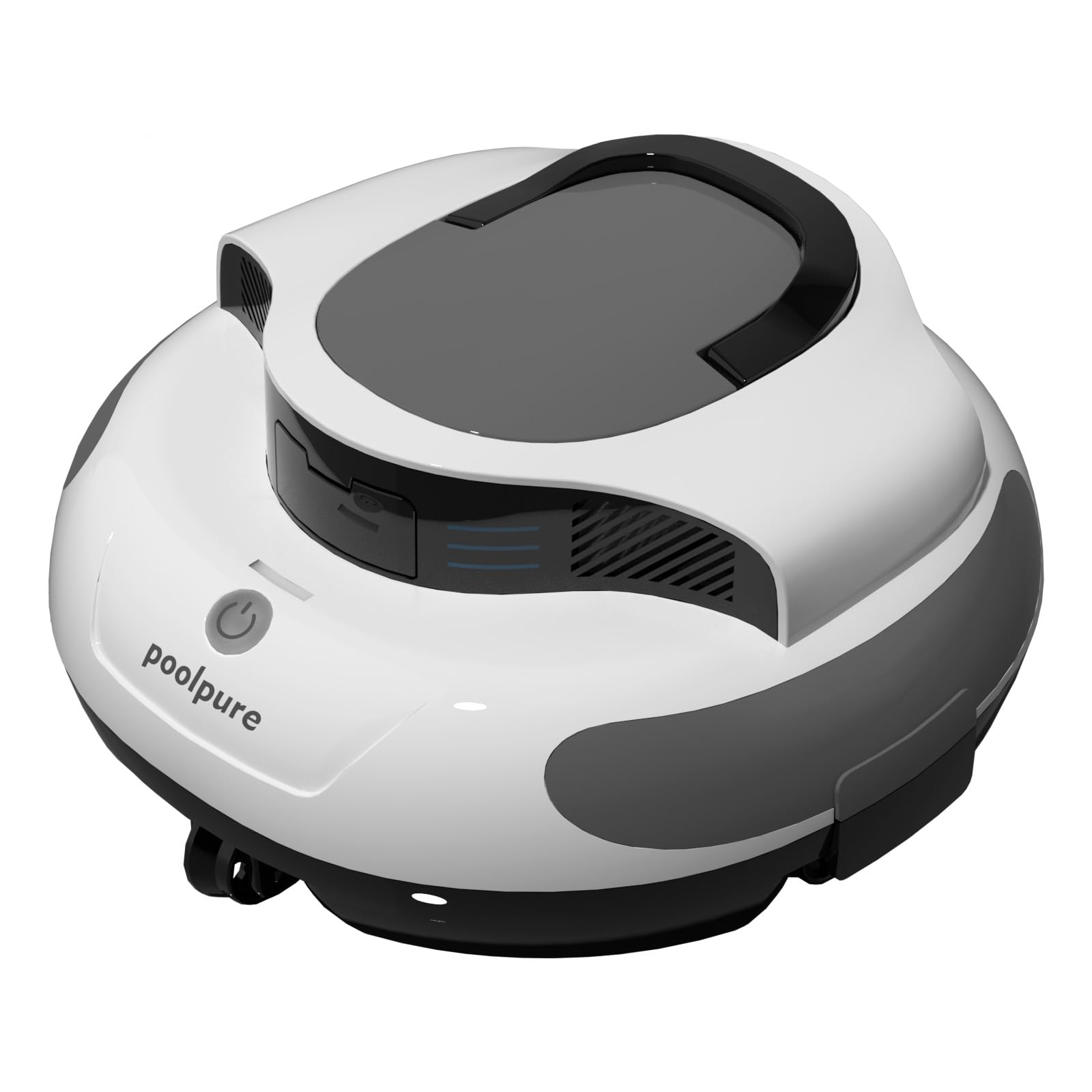 Photo 1 of POOLPURE AquaGuard Pro Robotic Pool Vacuum Cleaner, Battery Powered, Silver/Yellow, 21x18x14 Inches, with Charging Adapter (Cordless Robotic Pool Cleaner)