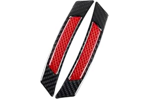 LKAHG 2PCS Car Reflector Trim, Anti-Scratch Carbon Fiber Vehicle Wheel Well Arch Side Bumper Reflective Strips, Automotive Exterior Decor Guard Accessories, Universal for SUV, RV, Truck (Black/Red)