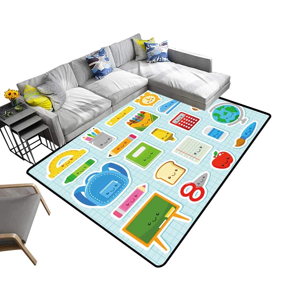 Amazon Com Alsohome Non Slip Absorbent Carpet Cartoon School