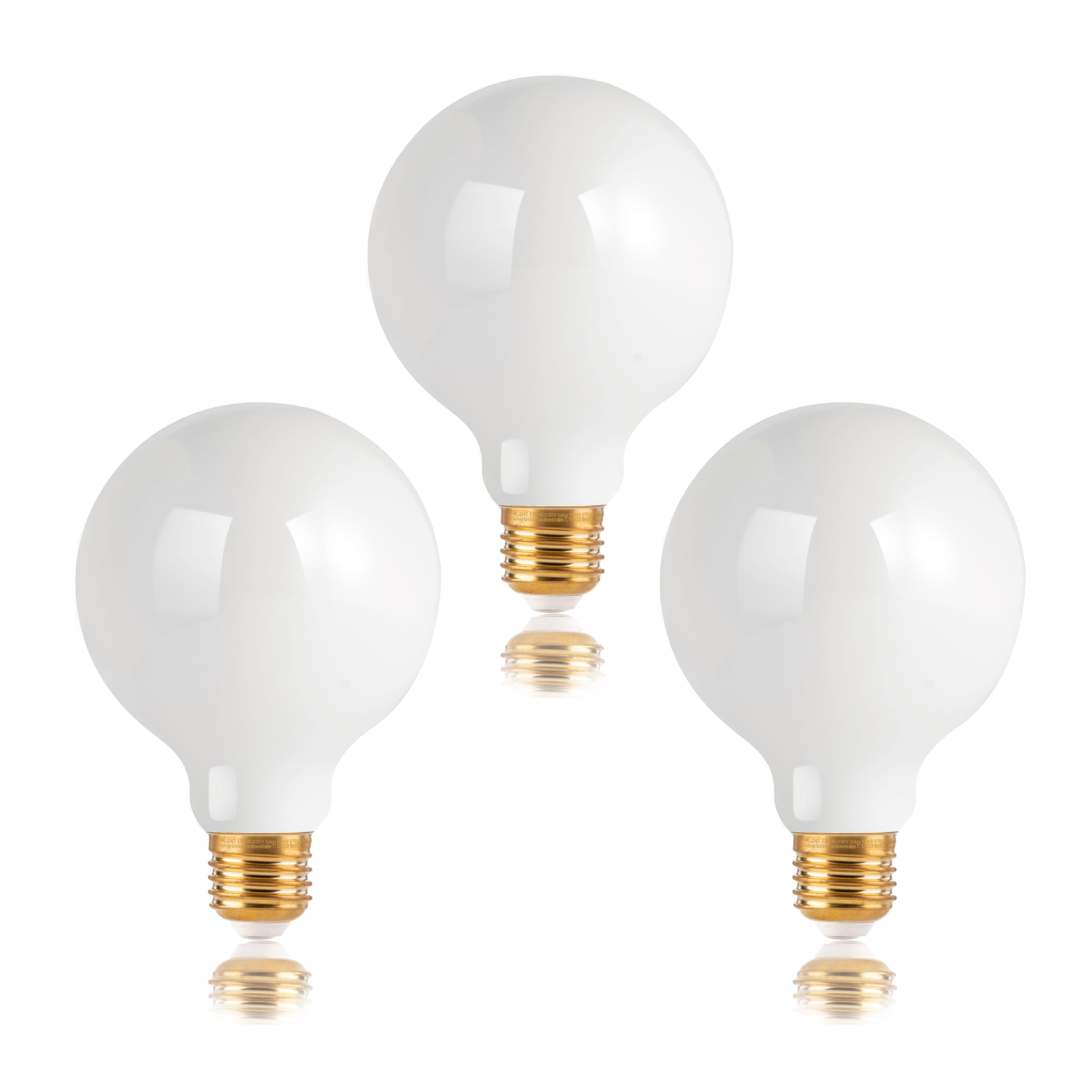 FLSNT Dimmable E27 Screw Bulb 40W, G95 LED Filament Edison Screw in Light Bulb, 5.5W E27 Vintage Light Bulbs Warm White 2700K, Milkly Glass, Pack of 3 [Energy Class F]