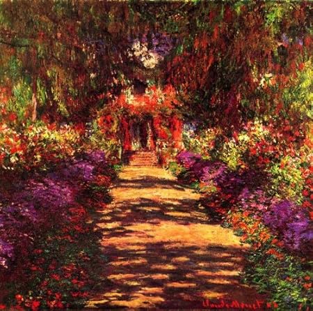 Amazon.com: Path in Monets garden in Giverny by Monet canvas art print