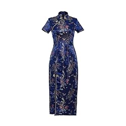 Shanghai Story Short Sleeve Long Qipao Brocade