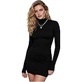 winkbay Women's Mock Neck Long Sleeve Dress Fall Bodycon Mini Party Club Dresses Going Out Outfits