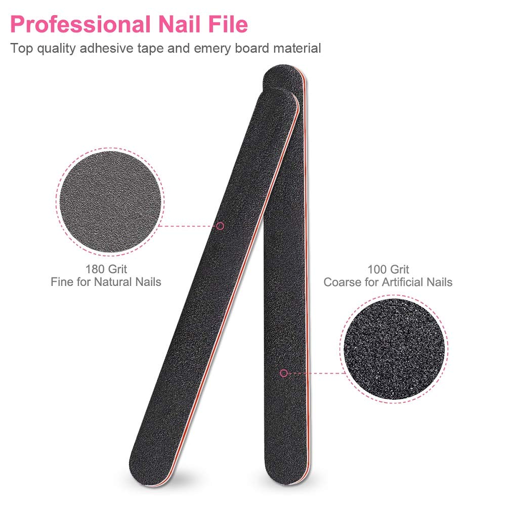 14Pcs Nail Files and Buffers Set Professional, Rough Emery Boards for Nails 100/180 Grit, Nail Buffer Block Kit for Natural Nails Last Long, Nail filer Buffing for Home Salon Use : Beauty