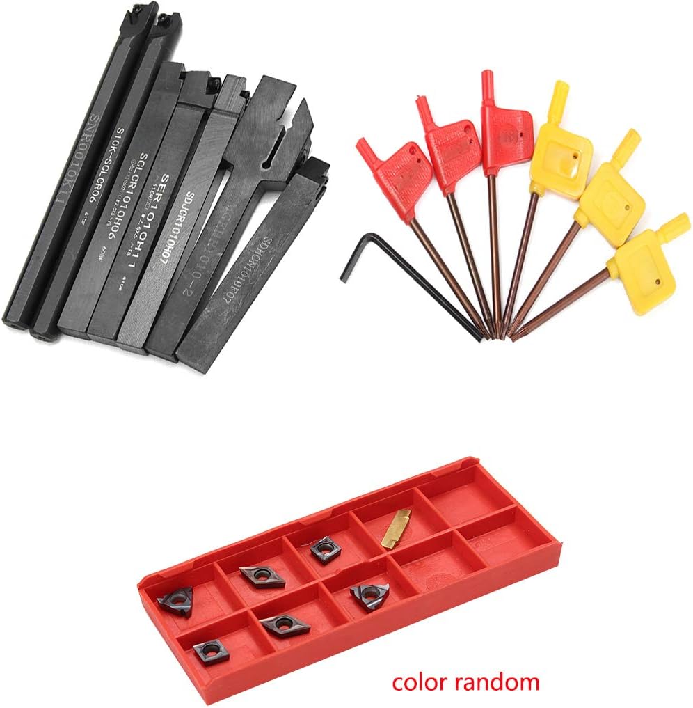 Floridivy 21pcs/set 10mm Shank Lathe Turning Tool Holder Boring Bar DCMT CCMT Carbide Insert Wrenches