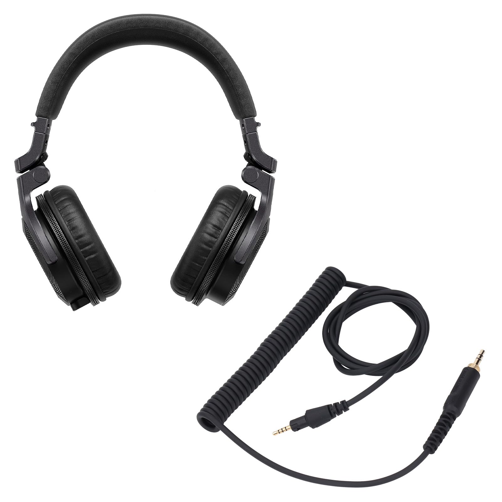 Headphones Replacement Audio Cable, Extendable Spring Cable with 3.5mm Stereo Plug & 6.3mm Adapter for Pioneer DJ HDJ-CUE1 HDJ-CUE1BT HDJ-X5 HDJ-X7 HDJ-S7 Headphones