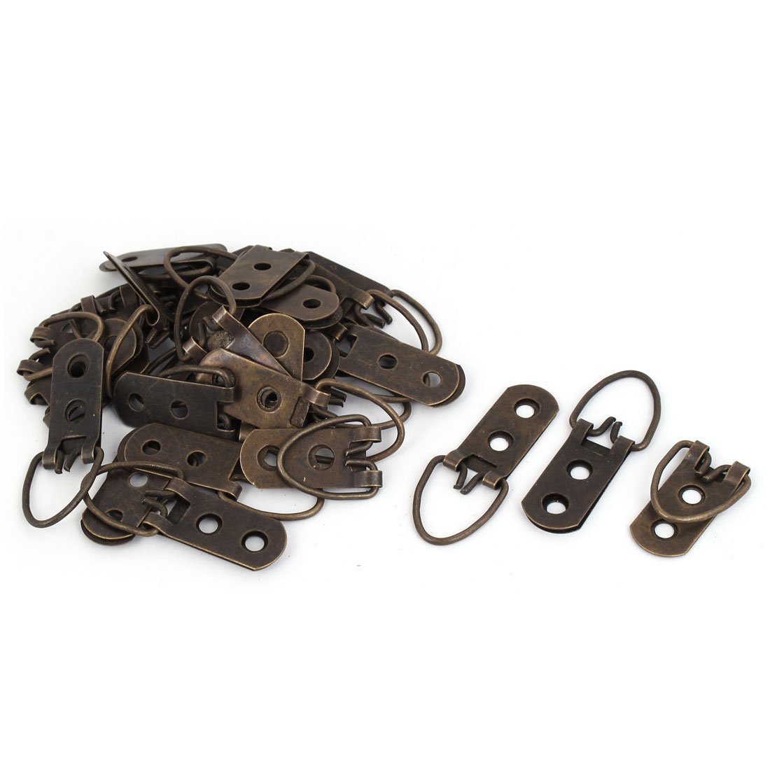 Sourcingmap 50mm Length Double Hole Triangle D Ring Picture Frame Hangers 30PCS