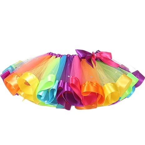 ECYC® Mädchen Bunte Lagen Regenbogen Tutu Rock Ballett Tanz Party Kleid
