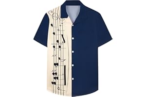 SEAOYOZO Bowling Shirts for Men Short Sleeve Hawaiian Button Down Shirts 1950s Vintage Beach Casual Shirt with Pocket