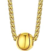 Bestyle Vivid Ball Pendants Sports Necklace for Men, Solid Stainless Steel Soccer/Basketball/Volleyball/Rugby Ball/Baseball Necklace in Silver/Black/Gold, Trendy Sport Fan Jewelry Collection Gift