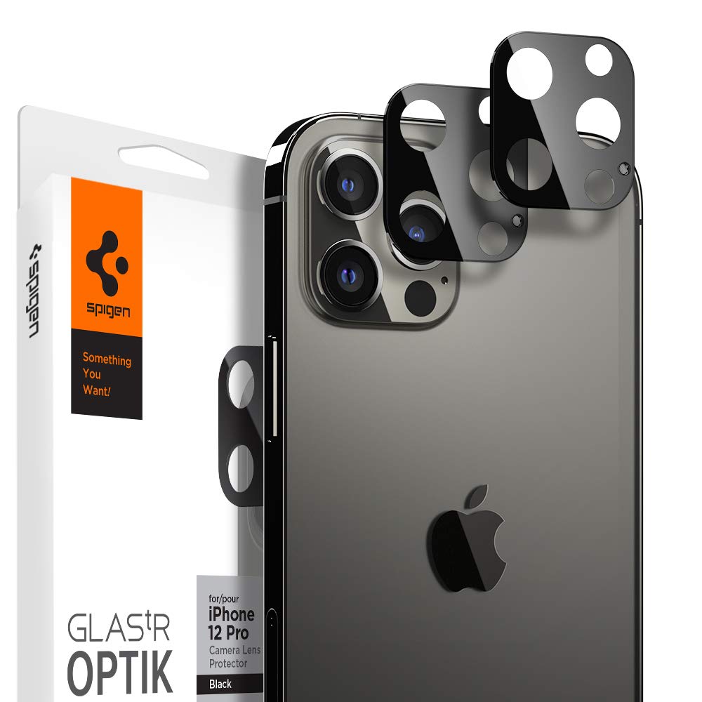 Spigen Glas.tR Optik Tempered Glass Camera Lens Protector for iPhone 12 Pro - Black 2 Pack