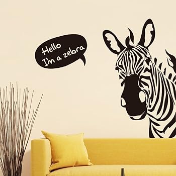 Amazon.com: BIBITIME Saying Hello Black White Zebra Wall ...