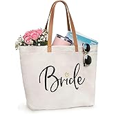 ELEGANTPARK Bride Gifts Wedding Gifts for Bride Bag Bridal Shower Bachelorette Party Honeymoon Large Travel Canvas Tote Bag with Zipper