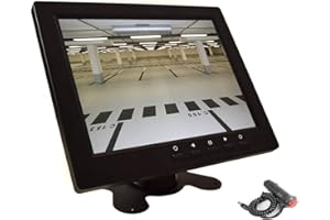 COCAR 8 inch CCTV Monitor, TFT LCD Security Screen with VGA HDMI AV BNC USB Audio in/Out Ports Built-in Speaker, HD Display for Surveillance Camera STB 1024x768 Resolution with Car Power Adapter 12-24V