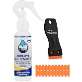 Perco Glue Off Adhesive Remover - New Stronger Formula! - 3.3 oz with Scraper &amp; Plastic Razor | Glue Remover Spray Effortlessly Erase Adhesive Hassles &amp; Car Stickers - for Label Sticker Residue