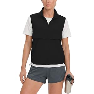 Gacaky Workout Vest Tops for Women Summer Stand Collar Full Zip Sleeveless Jacket Tennis Golf Hiking Vest with Pockets