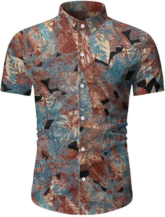 CFWL Herren Casual KurzarmBlumenhemd Strandhemd Oberhemden Hawaiihemd FüR MäNner Funky Button