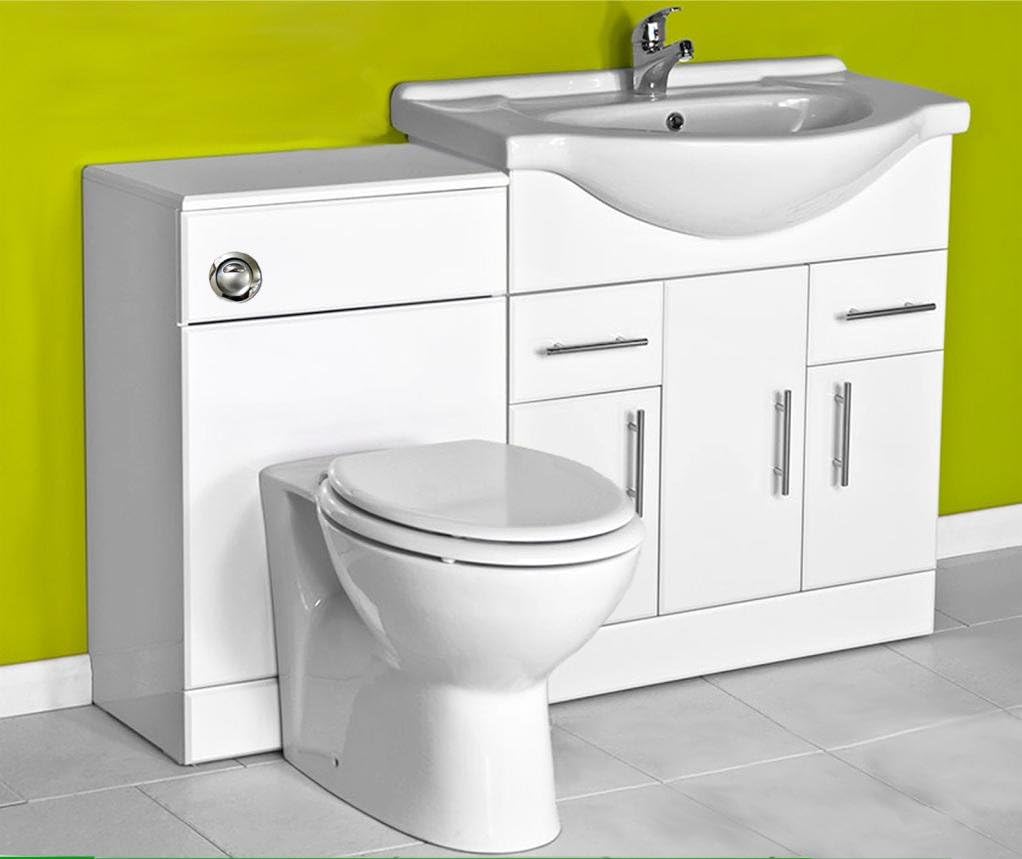 White 750 Bathroom Vanity Combination Unit Suite 500 Back To Wall