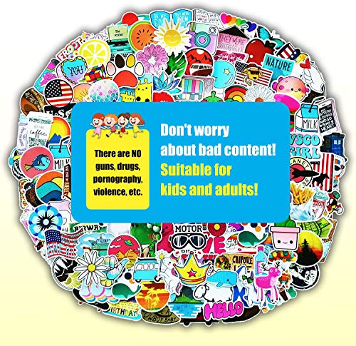 200 PCS Random Stickers Pack (50-500Pcs/Pack), Colorful Waterproof Stickers for Flask, Laptop, Phone, Water Bottle, Cute Aesthetic Vinyl Stickers