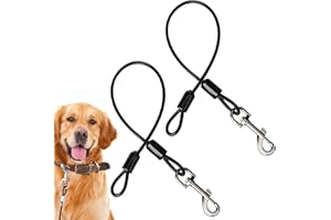2 Pcs Chew Proof Dog Leash - Metal Cable Lead No Tangle Multiple Dog Leashes for Small and Medium Dogs for Collars and Harnes
