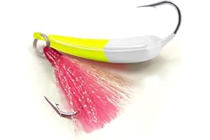 Odoor Fan 5 Pack Fishing Jig Heads, Swimbait Jigs Pompano Jigs with Teaser Hooks, Surf Fishing Jigs Saltwater Jig Heads Stand Up Jig High Carbon Steel O'Shaughnessy Hooks jigs