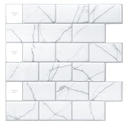 Art3dwallpanels 10-Sheet White Marble Design Peel